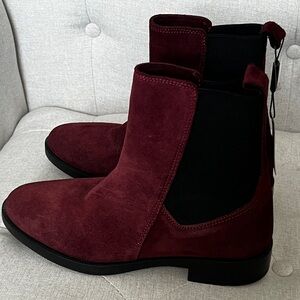 Emanuele Crasto NEW Mid Calf Burgundy Leather Boots SIZE 39/ 8